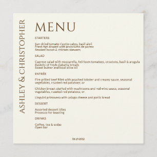Elegant Modern Wildflower Off-White Wedding Menu