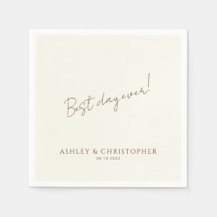 Elegant Modern Wildflower Off-White Wedding Napkin