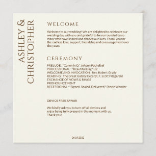Elegant Modern Wildflower Off-White Wedding Program