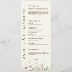 Elegant Modern Wildflower Off-White Wedding Program