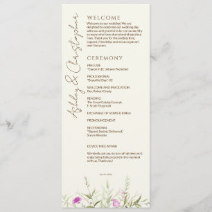 Elegant Modern Wildflower Off-White Wedding Program