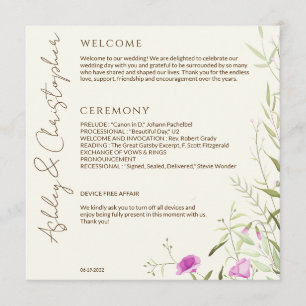 Elegant Modern Wildflower Off-White Wedding Program
