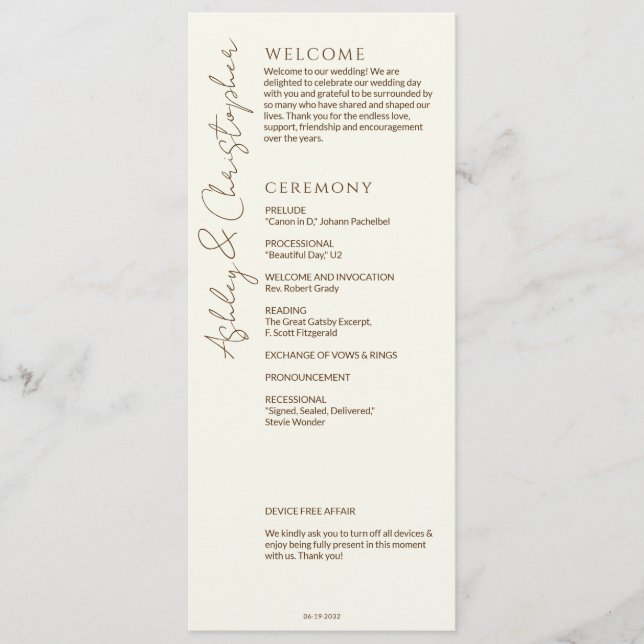 Elegant Modern Wildflower Off-White Wedding Program (Front)