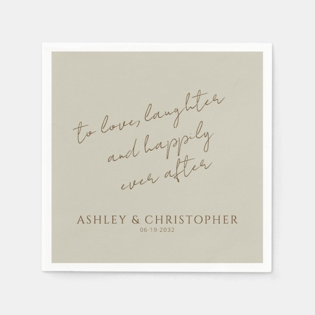 Elegant Modern Wildflower Taupe Wedding Napkin (Front)