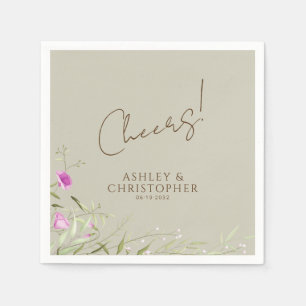 Elegant Modern Wildflower Taupe Wedding Napkin