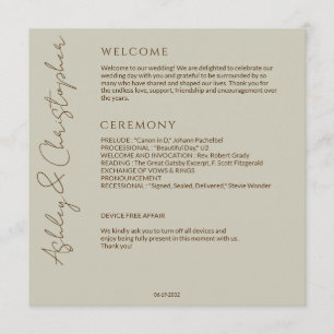 Elegant Modern Wildflower Taupe Wedding Program