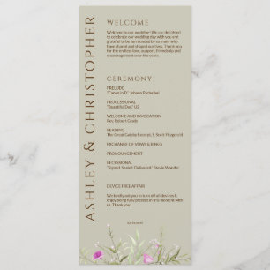 Elegant Modern Wildflower Taupe Wedding Program