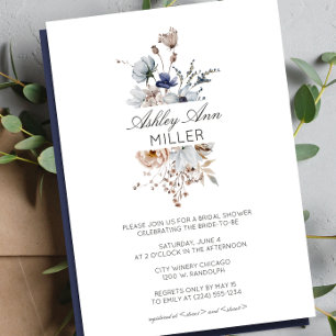 Elegant Modern Wildflower Wedding Bridal Shower Invitation