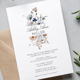 Elegant Modern Wildflower Wedding Bridal Shower Invitation