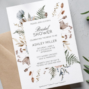 Elegant Modern Wildflower Wedding Bridal Shower Invitation