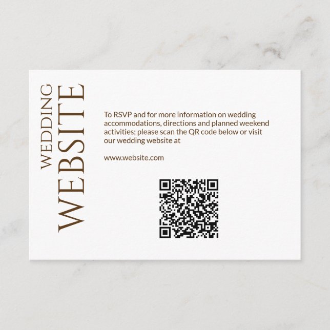 Elegant Modern Wildflower White & Bronze Wedding Enclosure Card (Front)