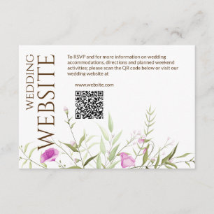 Elegant Modern Wildflower White & Bronze Wedding Enclosure Card