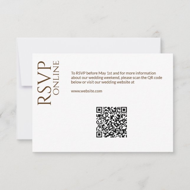 Elegant Modern Wildflower White & Bronze Wedding RSVP Card (Front)