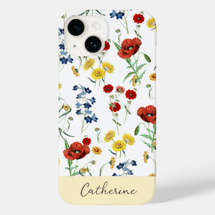 Elegant Modern Wildflowers Name on White  Case-Mate iPhone 14 Case