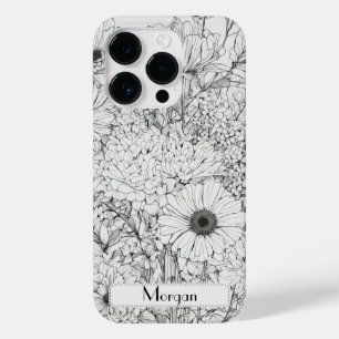 Elegant Modern Wildflowers white and black Case-Mate iPhone 14 Pro Case