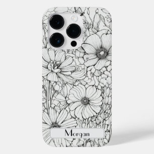 Elegant Modern Wildflowers white and black Case-Mate iPhone 14 Pro Case