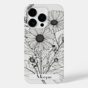Elegant Modern Wildflowers white and black Case-Mate iPhone 14 Pro Case