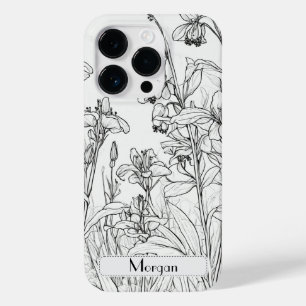 Elegant Modern Wildflowers white and black Case-Mate iPhone 14 Pro Case
