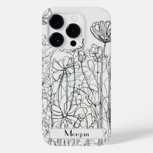 Elegant Modern Wildflowers white and black Case-Mate iPhone 14 Pro Case