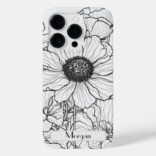 Elegant Modern Wildflowers white and black Case-Mate iPhone 14 Pro Case