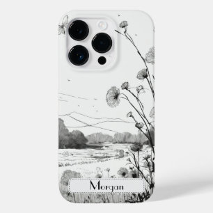 Elegant Modern Wildflowers white and black Case-Mate iPhone 14 Pro Case