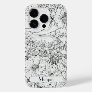 Elegant Modern Wildflowers white and black Case-Mate iPhone 14 Pro Case