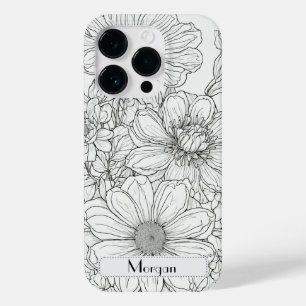 Elegant Modern Wildflowers white and black Case-Mate iPhone 14 Pro Case