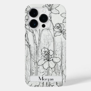 Elegant Modern Wildflowers white and black Case-Mate iPhone 14 Pro Case
