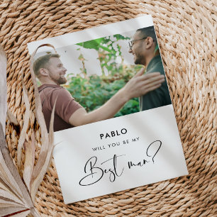 Elegant modern Will you be my best man photo card