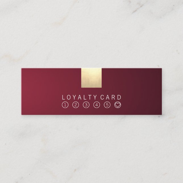 Elegant Modern Wine Gradient Gold Loyalty Punch Mini Business Card (Front)