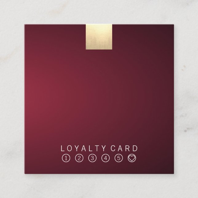 Elegant Modern Wine Gradient Gold Loyalty Punch Square Business Card (Front)