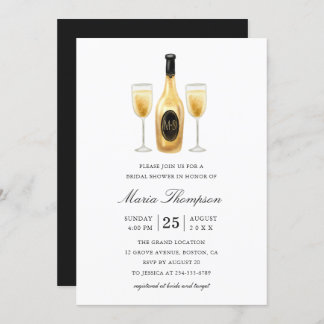 Elegant Modern Wine Tasting Bridal Shower Invitation