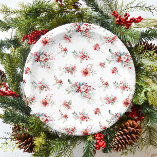 Elegant Modern Winter Floral Bridal Shower Paper Plate
