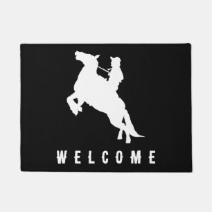 Elegant Modern withe and black Horse Welcome Doormat