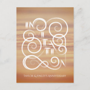 Elegant & Modern wood wedding anniversary 5 years Invitation Postcard