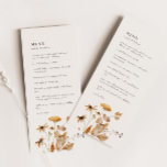 Elegant Modern Woodland Fall Floral Wedding Menu<br><div class="desc">Elegant Woodland Fall Floral Wedding Menu - perfect for late summer or fall weddings</div>