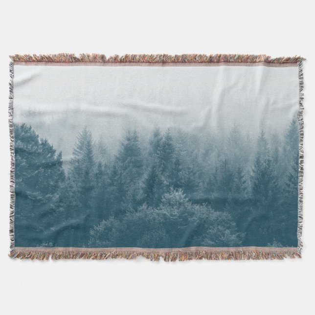 Elegant Modern Woods Watercolor Throw Blanket (Front)