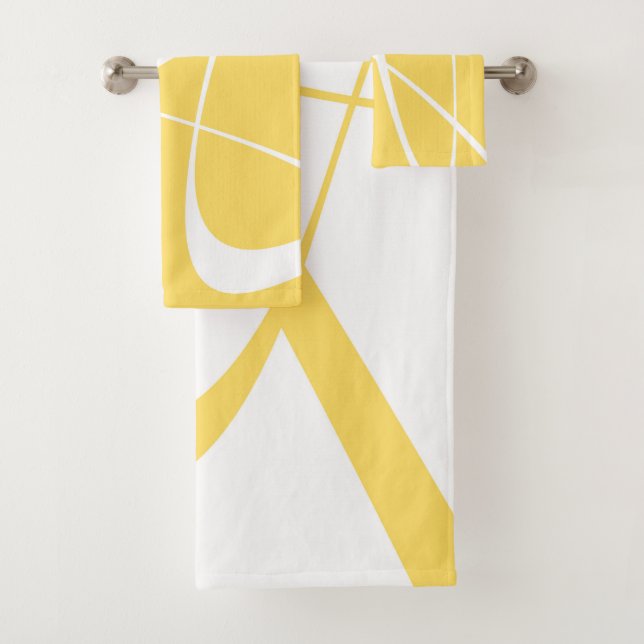 Elegant Modern Yellow White Bath Towel Set (Insitu)