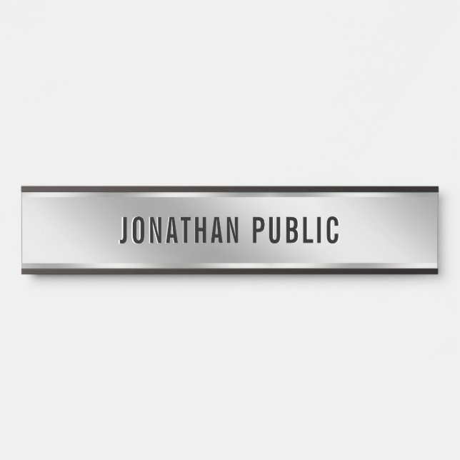 Elegant Modern Your Custom Text Silver House Door Sign (Front)