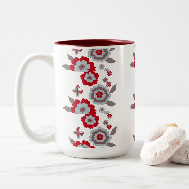  Elegant ModernChic Flower Coffee Mug (With Donut)