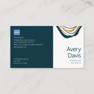 Elegant Modernist Architect, Midnight Green Business Card
