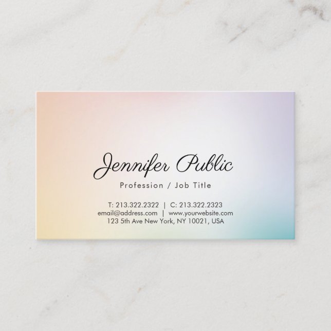 Elegant Modish Colours Minimalistic Chic Design Business Card (Front)