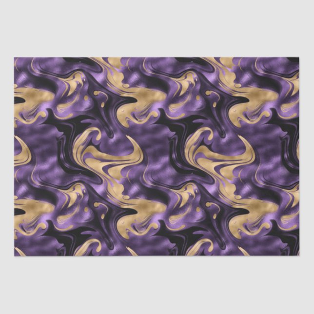 Elegant Molten Purple and Gold Foil Birthday Tissue Paper (Front)