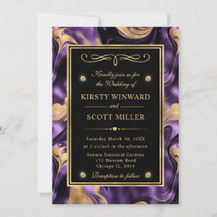 Elegant Molten Purple and Gold Glitter Wedding Invitation