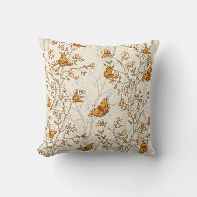 Elegant Monarch Butterfly Throw Pillow (Front)