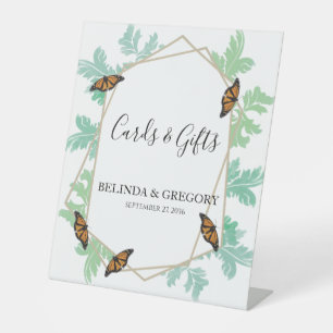 Elegant Monarch Butterfly Wedding Cards & Gifts Pedestal Sign