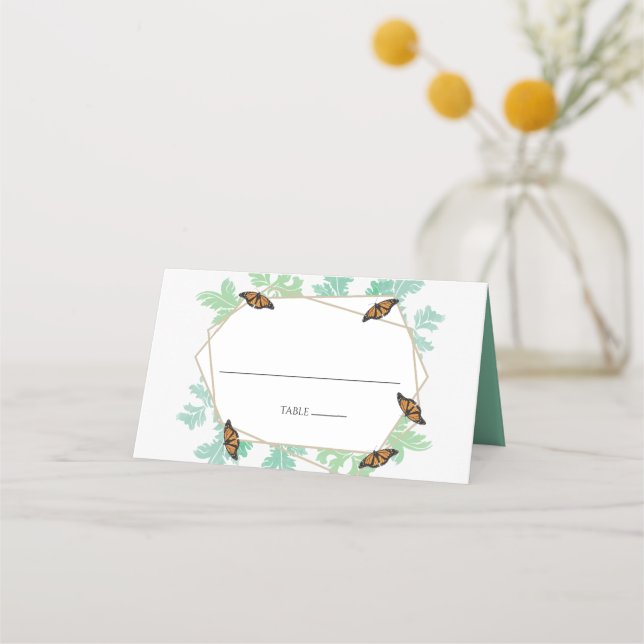 Elegant Monarch Butterfly Wedding Place Card (Front)