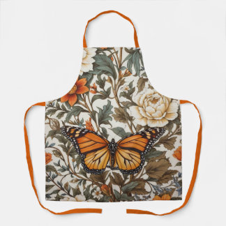 Elegant Monarch Butterfly William Morris Inspired Apron