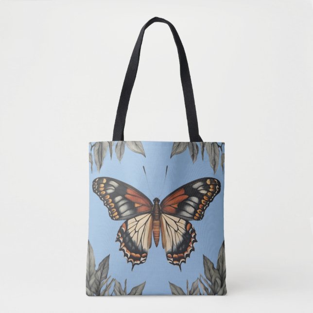 Elegant Monarch Butterfly with Grey Leaves  Tote Bag (Front)