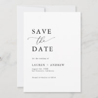Elegant Mongram Black & White I Save the Date